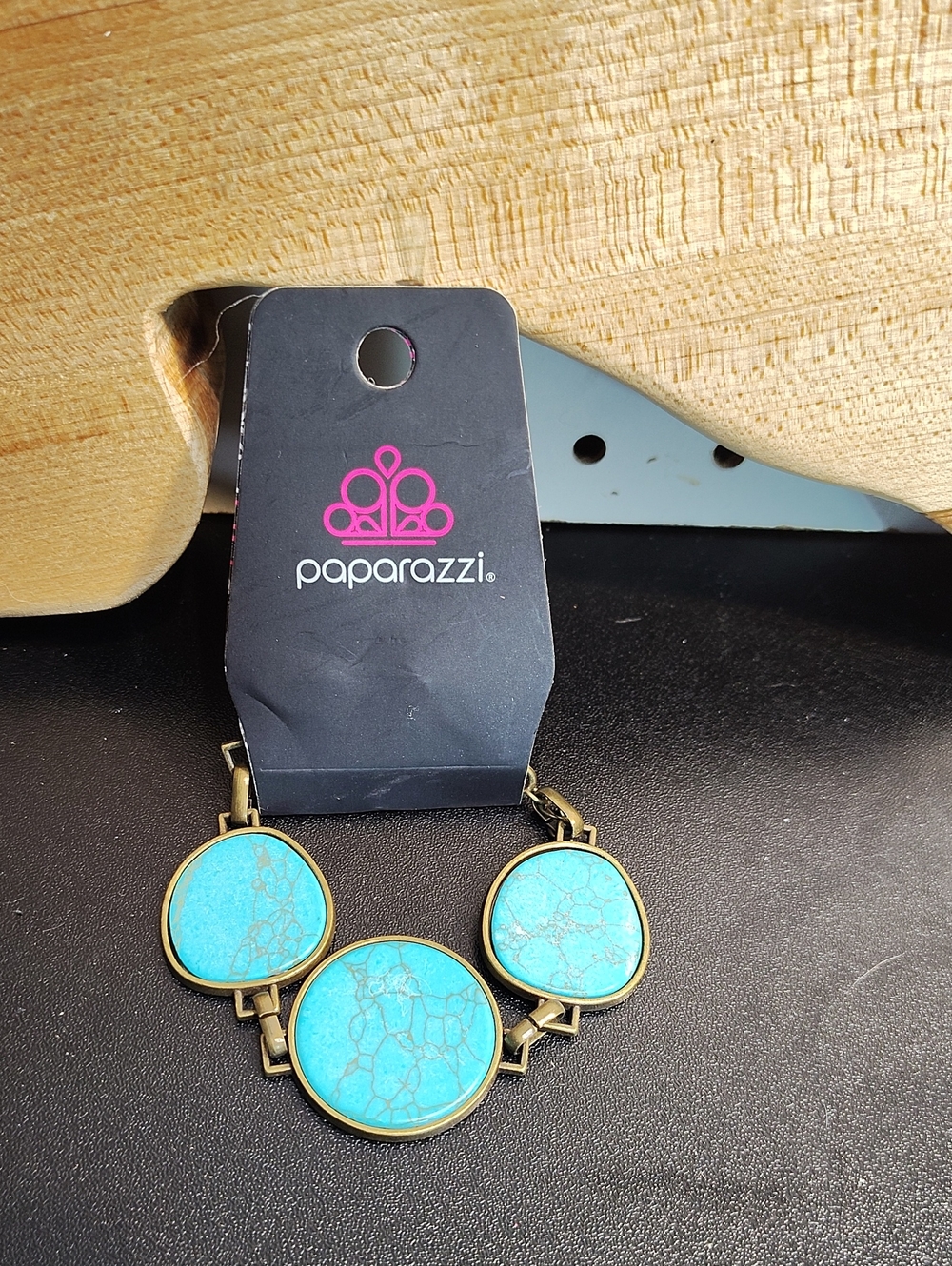 Paparazzi Antique Gold Turquoise Trio Stone Bracelet